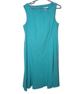 Dressbarn Womens Turquoise Sleeveless Dress Boat Neck Back Zip Lined Siz... - $401.57 MXN