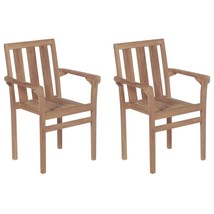 Stackable Garden Chairs 2 pcs Solid Teak Wood - £137.18 GBP