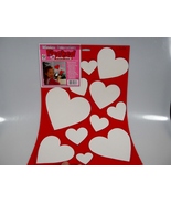 Vintage Valentine&#39;s Day Static Cling Window Decorations White Flocked He... - £3.95 GBP