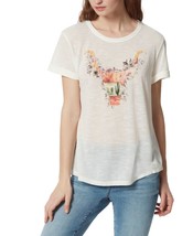 MSRP $40 Frayed Carleigh Weekend Graphic T-Shirt Sheer White Size Medium - £7.36 GBP