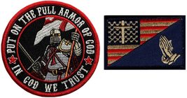 Put On The Full Armor in God We Trust Praying Hand Patch [2PC Bundle - Hook Fast - £11.21 GBP