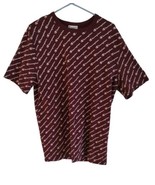 CHAMPION Heritage Spell Out  All-Over Logo Crew Neck Tee Shirt, Maroon M... - £16.66 GBP