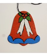 Vintage 1960s Christmas Ornament Bell 2.5&quot; Handmade Hand Painted Wood - $19.99