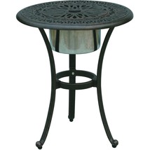  Patio End Table Cast Aluminum Furniture Elisabeth Ice Bucket Insert Bronze - £178.15 GBP