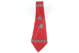Vtg 40s 50s Rockabilly Brocade Silk Geometric Neck Tie Dress Tie Wedding Red USA - £23.32 GBP