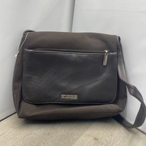 Vintage Evan Picone Brown Nylon And Leather Bag SH - $468.93 MXN