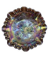 Vintage 1950s Imperial Glass Open Rose Amethyst Double Crimp Three Foote... - $54.99