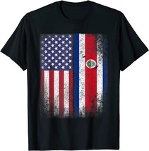 Men&#39;s American Costa Rican Flag T-shirt Costa Rica Pride Heritage (Large... - $14.99