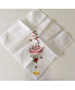 Vintage embroidered Happy Birthday handkerchief made in Switzerland ladi... - $19.75