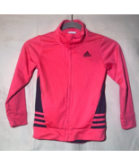 Adidas Jacket Girls SZ 6 Pink Long Sleeve Full Zip Track Q29 - $20.20 CAD
