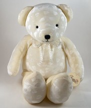 Best Ever Teddy Bear White With Hearts On It Plush 18&quot; Tall Tag - $16.99