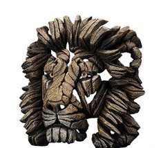 Edge Sculpture Lion Bust 16.9" High Majestic Mane Stone Resin Freestanding Brown image 3