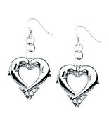 Sterling Silver Rhodium/White gold Plated Couple Dolphin Euro Wire Earrings - £55.38 GBP