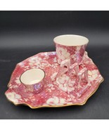 Vintage Royal Winton Grimwades Rose Brocade Cranberry Breakfast Set Inco... - $81.22 CAD