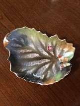 Vintage Lefton Curled Autumn Leaf with Butterfly Ashtray Excellent Collectible - £7.50 GBP