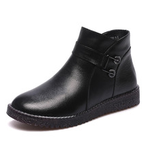New Autumn Genuine Leather Boots Women Black Shoes Flat  Non-slip Soft Comfortab - £56.70 GBP