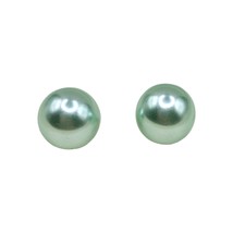 Pierced Small Light Teal Mint Green Bead Studs Earrings Minimalist Style - £4.84 GBP