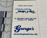 Vintage Matchbook Cover George’s  Steak-Seafood-Prim Bib Vernon CT  gmg ... - £9.73 GBP