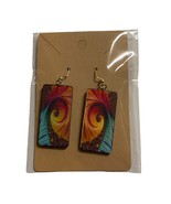 Polymer Clay Handmade Dangle Earrings French Ear Wire Swirl Wave Festiva... - $283.74 MXN