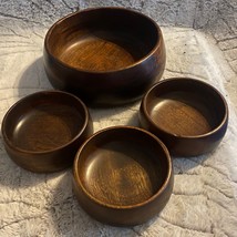 Himark Set of 1 Large 3 Small Heavy Wooden Salad Bowls Taiwan - £14.69 GBP