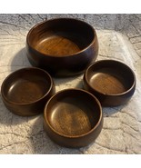 Himark Set of 1 Large 3 Small Heavy Wooden Salad Bowls Taiwan - £14.89 GBP