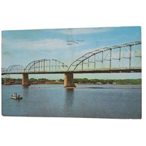 Postcard Lyons Fulton Bridge Across The Mississippi River Clinton Iowa C... - £5.43 GBP