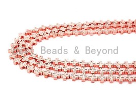 Rose Gold Natural Hematite Cross Beads, 8mm Natural Gemstone Beads, Bright Rose - £7.81 GBP