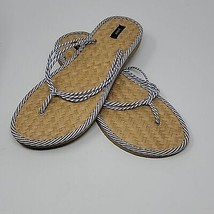 J CREW Woven Straw Footbed Thong Sandals Flip Flops Woven Straw Footbed Size 7 - £12.32 GBP