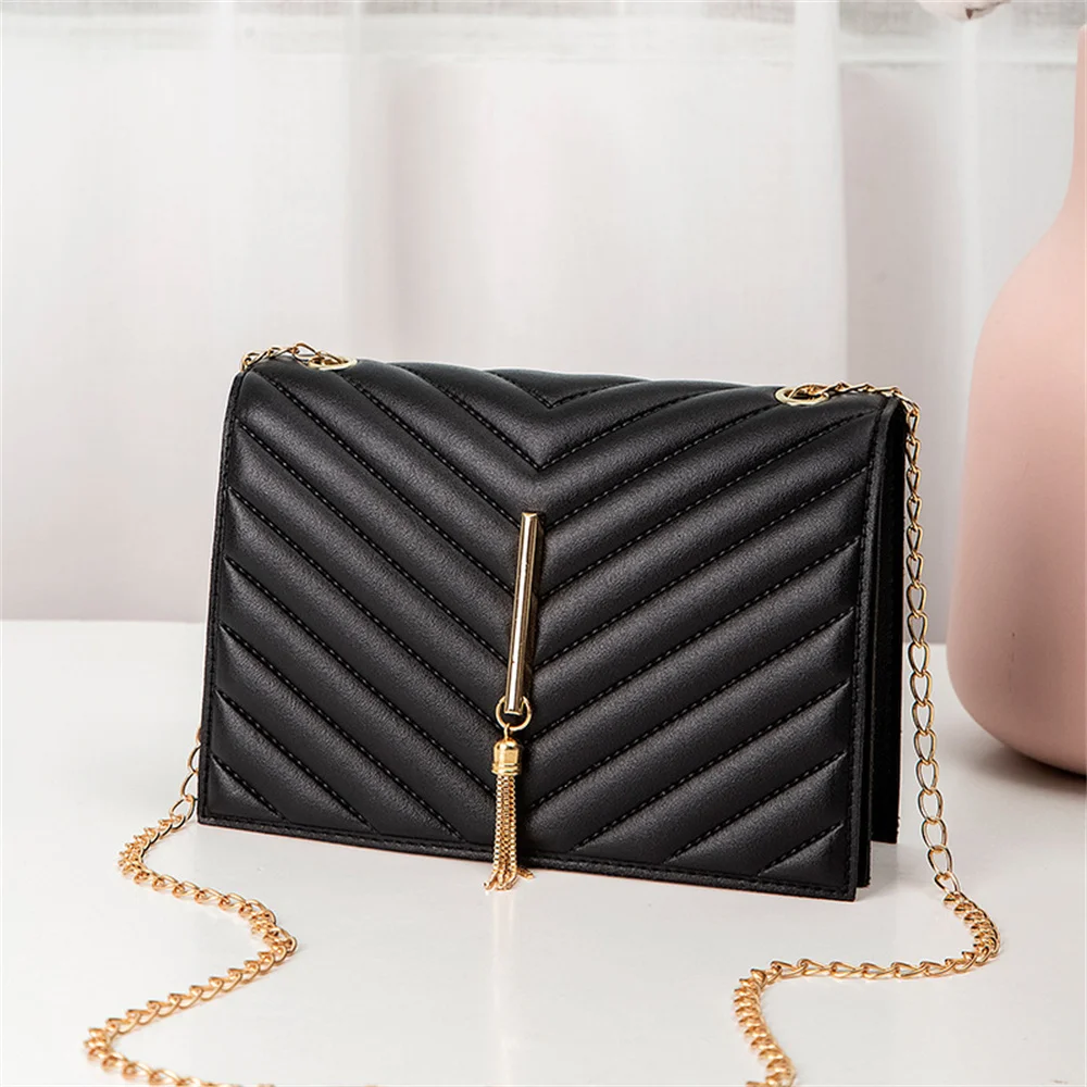 Fashion Tassel Flap Crossbody Bags V Pattern Mini Chain Shoulder Bag for... - $16.97