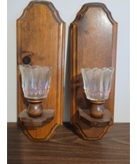wooden Wall Sconces with glass Shades - £18.38 GBP