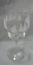Libbey Stemmed Wine Glass Goblet White Pine Christmas Deer Winter Wonderland 7&quot; - £10.09 GBP
