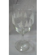 Libbey Stemmed Wine Glass Goblet White Pine Christmas Deer Winter Wonder... - $12.59