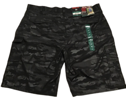 Mens Sz 40 Hybrid Cargo Shorts Blackout Camo Stretch Performance Fabric Iron Co - £12.02 GBP