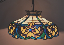Tiffany Style Stained Glass Hanging Swag Lamp Light Chandelier Electric Plug In - £143.05 GBP