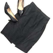 Greg Adams Black Leather Pencil Skirt Vintage Croc Embossed Women Size 9... - $34.65