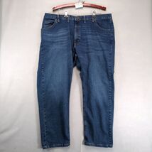 Wrangler Relaxed Fit Jeans Men&#39;s 44x30 Straight Leg Stretch Denim Dark Wash - $20.00