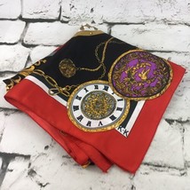 Travellers Scarf 34” Square Ornate Pocket Watch Themed W/Lion Shields #1 - $9.89