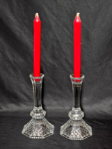 Vintage ANCHOR HOCKING 7.75&quot; Candlestick Holders LEGACY Pattern - Pair Of 2 - $12.98