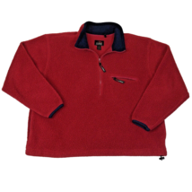 Vintage LL Bean Mens 1/2 Zip Pullover Red Pile Fleece Jacket Size Large ... - $743.25 MXN