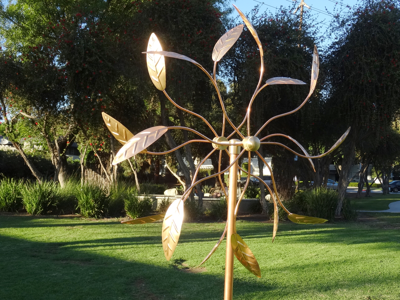 Copper Outdoor Windmills Large Kinetic Wind Sculpture Dual Side Wind Spinners - $240.00