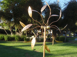 Copper Outdoor Windmills Large Kinetic Wind Sculpture Dual Side Wind Spi... - $240.00