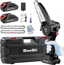 6-Inch Mini Chainsaw, Seesii Cordless Chainsaw With 2X 2Point, And Wood ... - £76.26 GBP