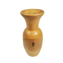 Vintage burl Wood Hand Turned Jar Style Vase 6.75&quot; Tall Mid Century Mode... - $23.34