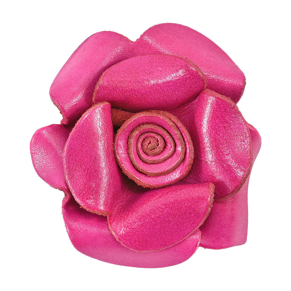 Stunning Genuine Leather Pink Rose 2 in 1 Multi-Wear Brooch Pin or Hair Clip - $14.25
