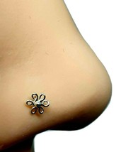 Nose Stud Filigree 3.5mm Flower 22g (0.6mm) 925 Silver Straight L Bendable - £3.44 GBP