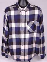 Woolrich Flannel Shirt-XL-Black Blue Plaid-Button Long Sleeve-Outdoor Ca... - £26.89 GBP