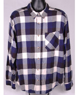 Woolrich Flannel Shirt-XL-Black Blue Plaid-Button Long Sleeve-Outdoor Ca... - £26.89 GBP