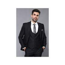 Men 3pc European Vested Suit WESSI by J.VALINTIN Extra Slim Fit JV9 Black corded image 3