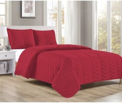 Nohemy Red Color Prewashed Decorative Bedspread Set 3 Pcs California King Size - £51.43 GBP