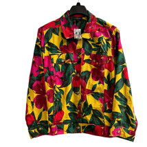 Tahari Jacket Womens 2X Linen Blend Tropical Floral Shirt Vacation Resor... - $37.08